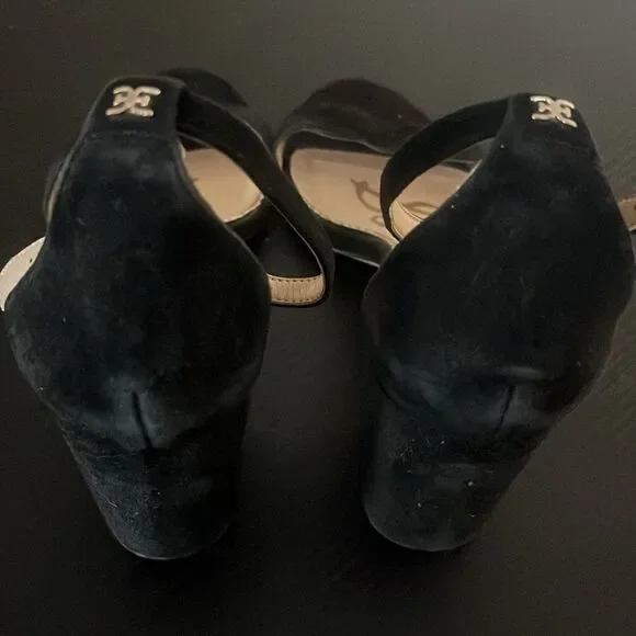 Sam Edleman Odilia Black Suede Scalloped Heels Size 9 - Picture 9 of 12